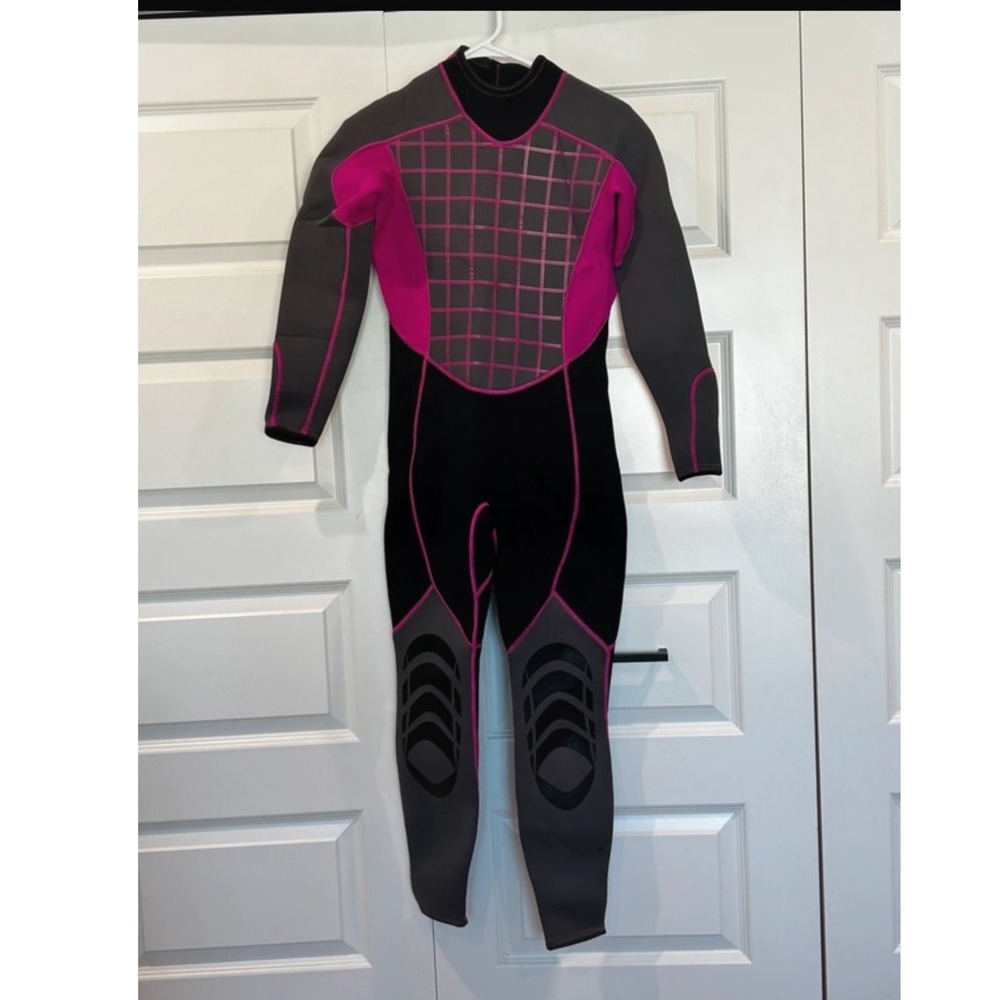 Womens Full Body Wetsuit Pink Black Grey Neoprene Surfing Diving Suit Large
